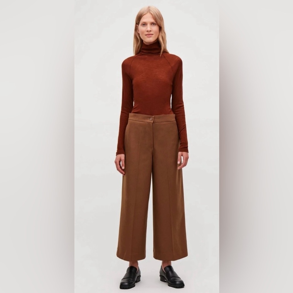 COS Brown Wide-Leg Cropped Pants
